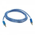 Wholesale Auxiliary Music Cable 3.5mm to 3.5mm Glossy Braided Wire Cable (Blue)